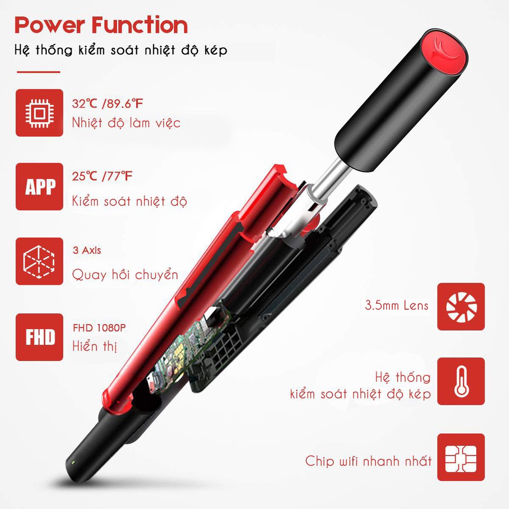 Dụng Cụ Lấy Ráy Tai Thông Minh Cảm Biến Bebird A2 Camera Nội Soi Không Dây WiFi 5 Đèn LED và HD 1080P 2Megapixels