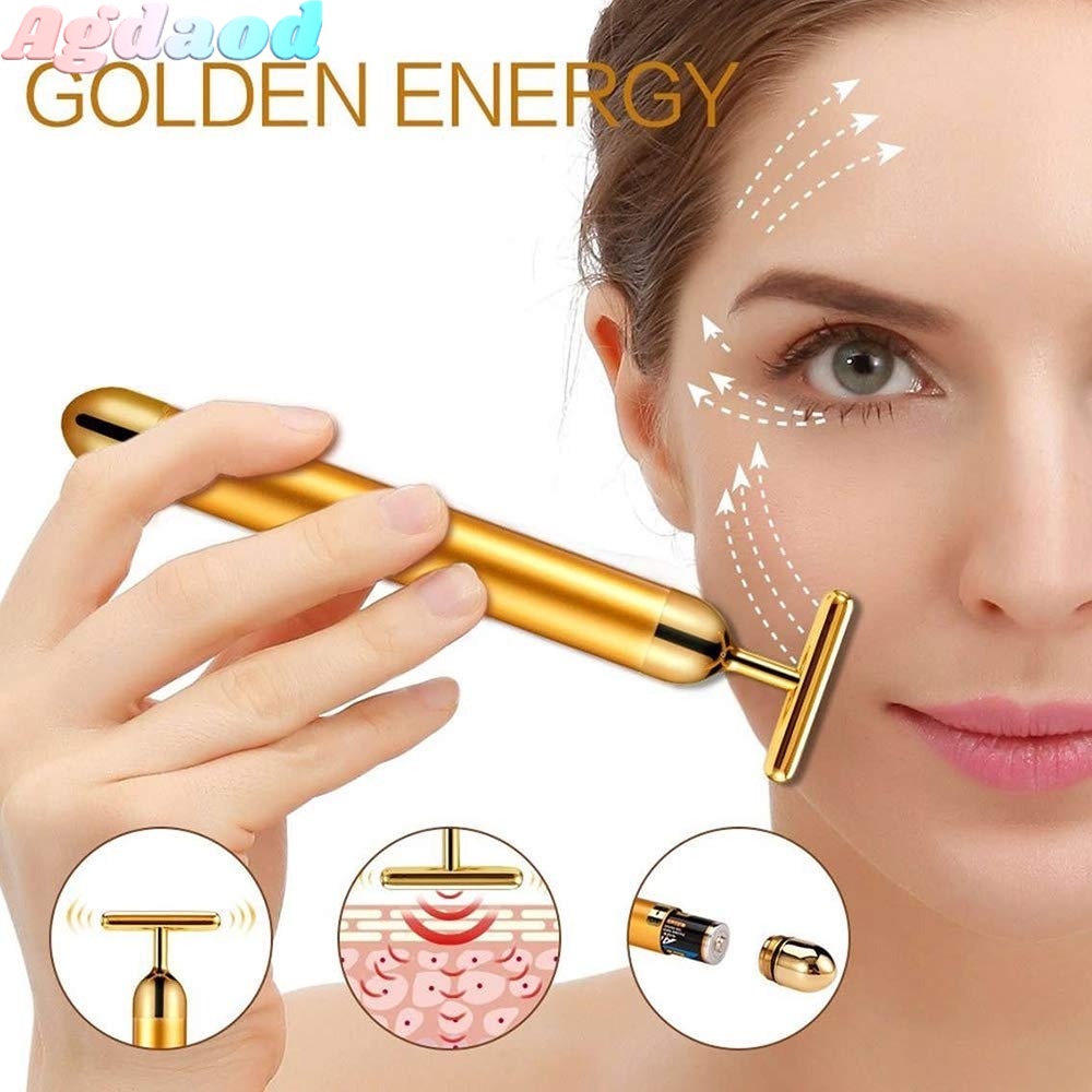 Cây Lăn massage Mặt Vàng 24k Chế Độ Rung Chống Lão Hóa / Nếp Nhăn