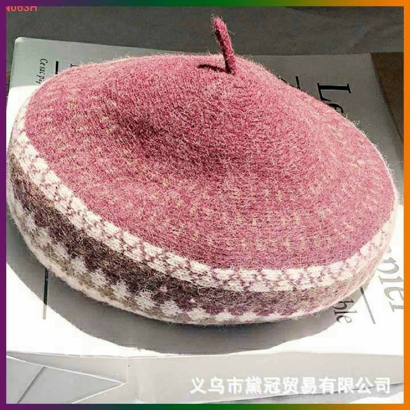 Nón Beret Len Kẻ Sọc Vuông Thời Trang Thu Đông | BigBuy360 - bigbuy360.vn