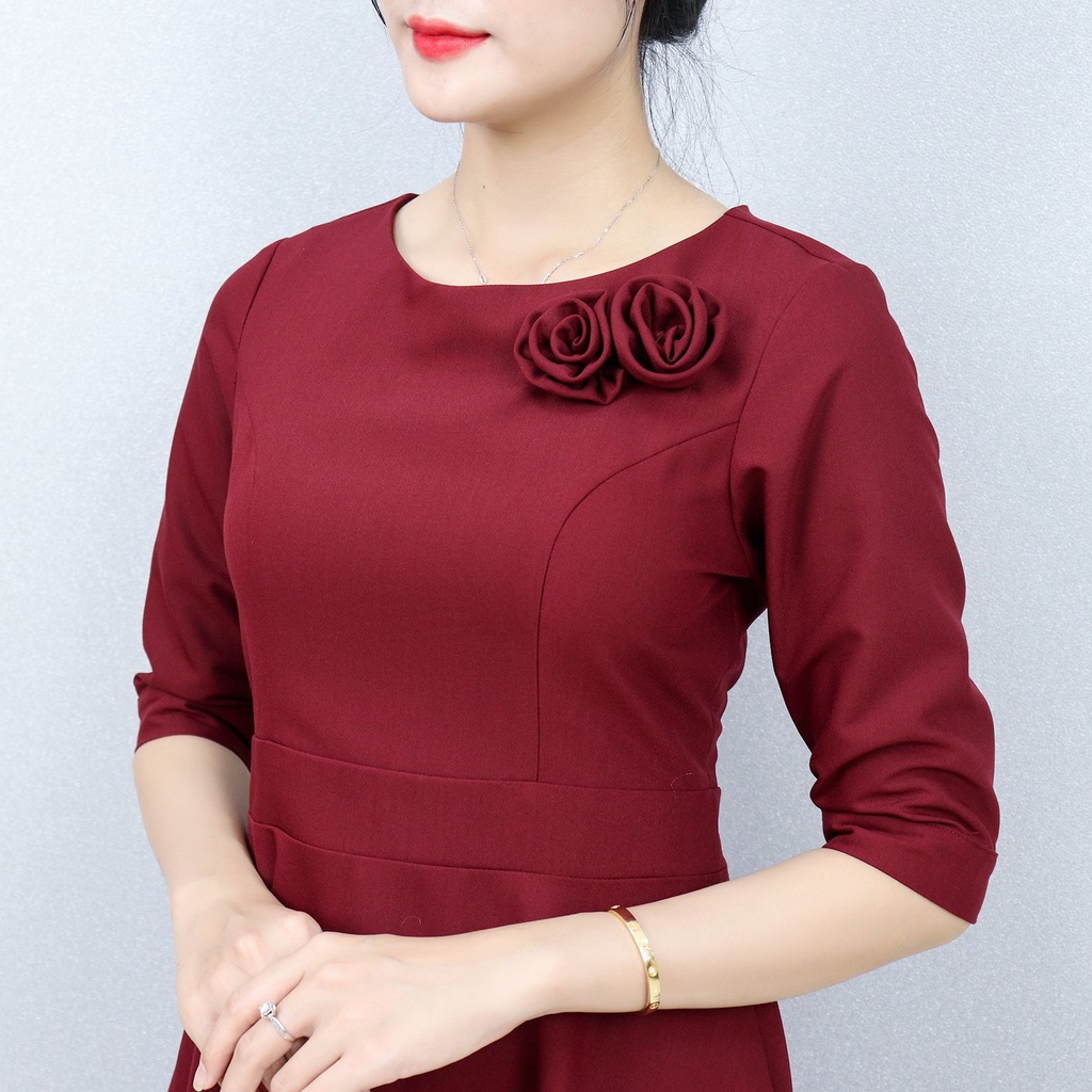Đầm Xòe Công Sở Sang Trọng Bigsize AMYRA , Thiết Kế Dáng Xòe Đính Hoa Có Túi Cao Cấp Phù Hợp Đi Làm Đi Tiệc DA004