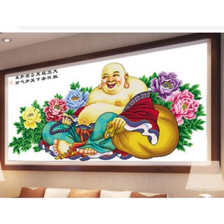 Tranh thêu chữ thập Phật di lạc kt 140x70 cm THÊU KÍN