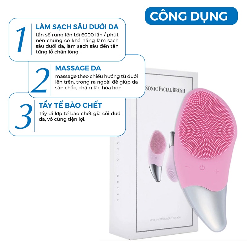 Máy Rửa Mặt SONIC FACIAL BRUSH, làm sạch sâu, Chống Lão Hóa Và Nâng Cơ Da, Tốc Độ Tích Hợp Sóng siêu âm