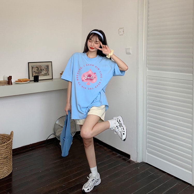 Áo thun nữ form rộng đẹp tay lỡ kiểu hàn quốc chất vải cotton AT235 Miucho in họa tiết