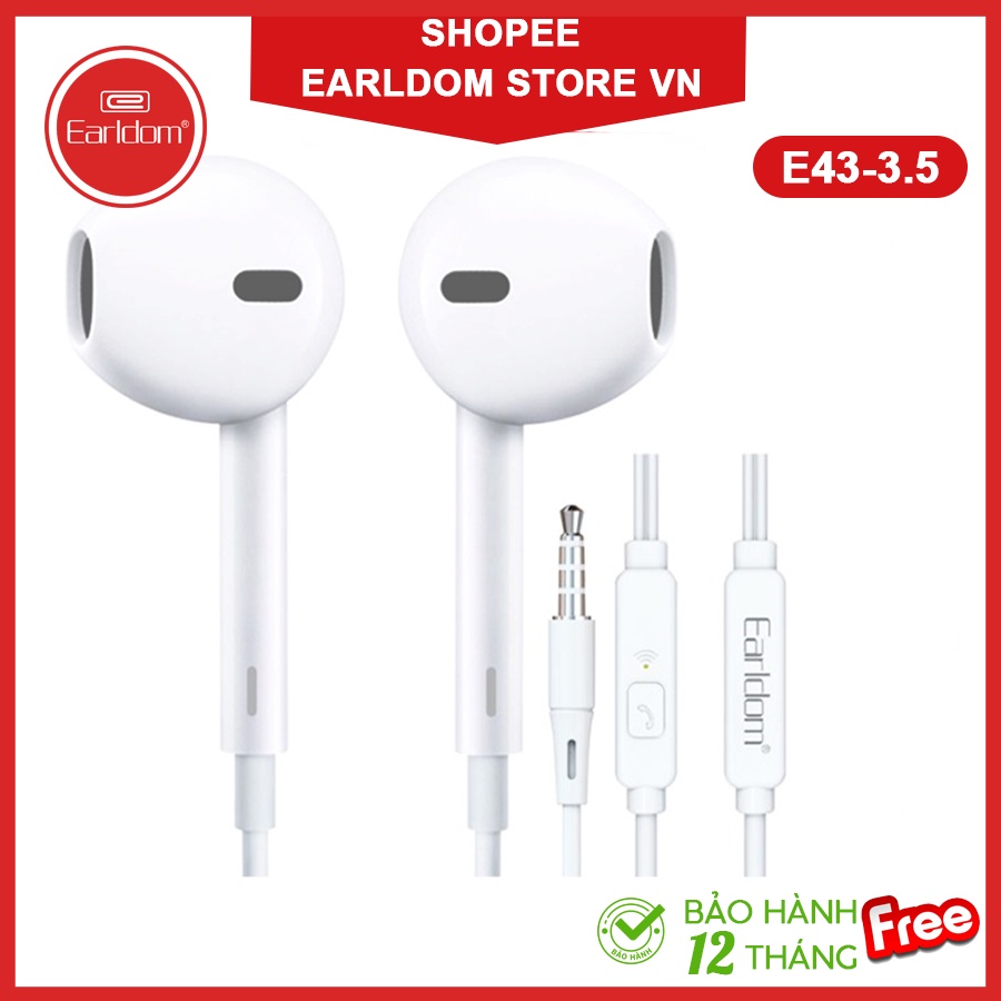 ✔️ Bảo Hành Miễn Phí ✔️ Tai Nghe Có Dây Earldom Kèm Mic Chống Ồn  Dài 1.2M E43 Chính hãng Earldom | EARLDOM STORE VN ✔️