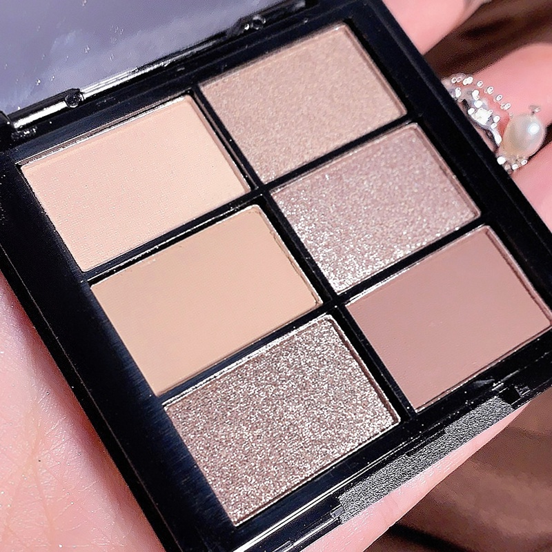 Bảng Phấn Mắt MUGE LEEN 6 Màu Lì Lấp Lánh Trang Điểm Đa Năng