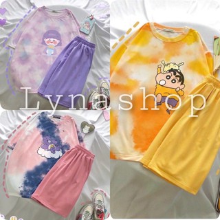 Đồ bộ🍉 Bộ Áo Loang Cộc Tay In Hình Kèm Quần Đùi Set Unisex Ngắn Nhiều Màu🍉 set đồ nữ áo phông kèm quần đùi mặc siêu xinh