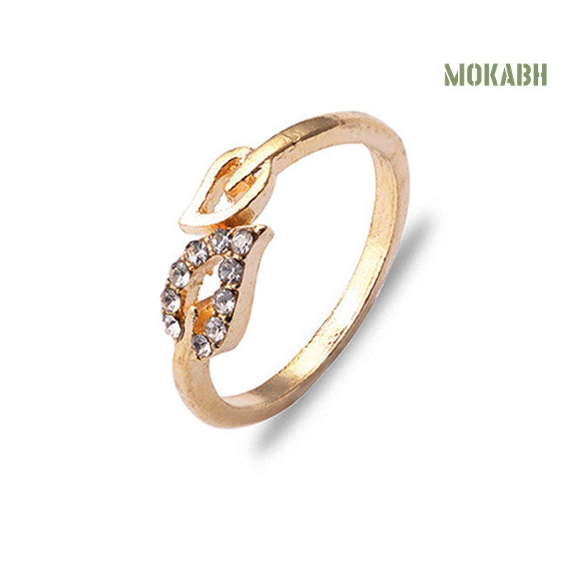 Nhẫn Hở Hai Chiếc Lá Đính Đá Thời Trang Dành Cho Nữ