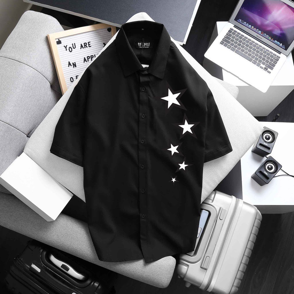 [bigsize] Áo sơ mi tay ngắn bigsize nam in hình ngôi sao siêu độc 70-140kg bigsize nam