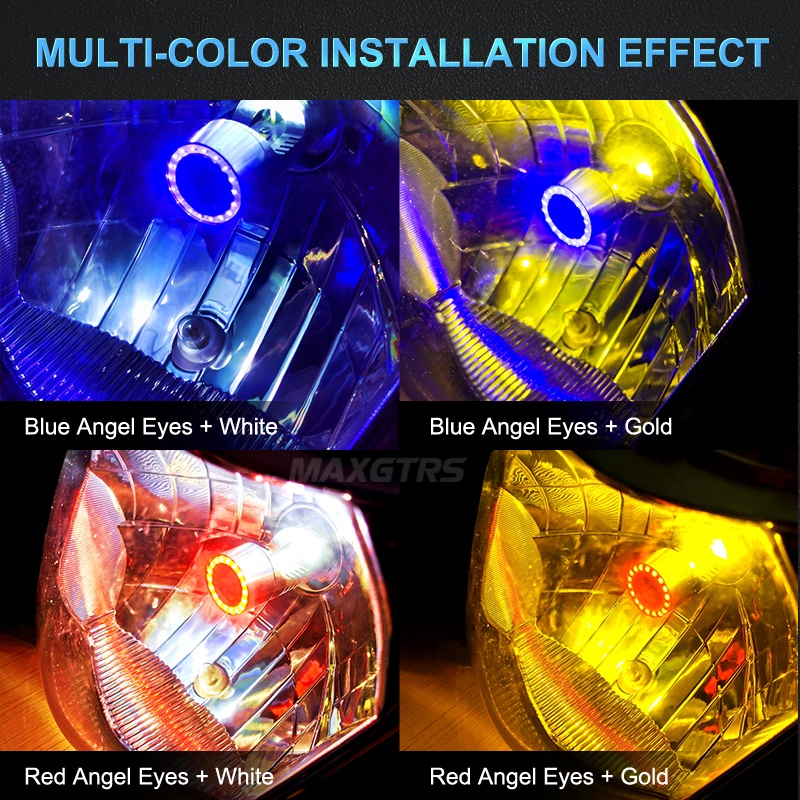 Bóng đèn pha LED Maxgtrs Angel eyes COB H4 H6 BA20D HS1 25W cho xe máy