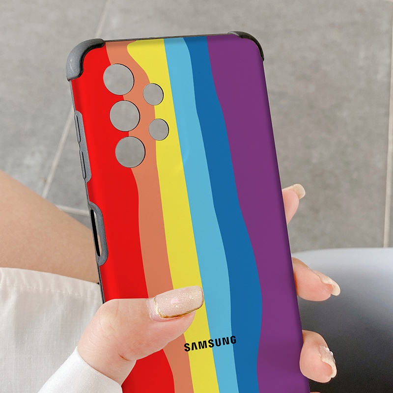 Original Rainbow Color Case Samsung Galaxy A73 A53 A33 A23 A13 A12 5G 4G Gradient Brand Silicone Cover