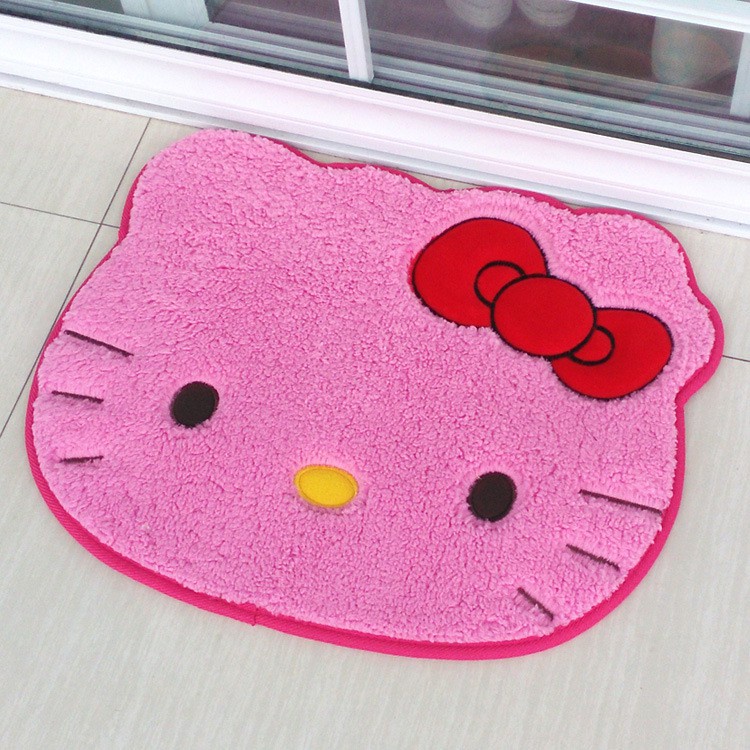 Thảm Chùi Chân Lông Cừu San Hô Chống Trượt Thấm Hút Tốt Hình Hello Kitty