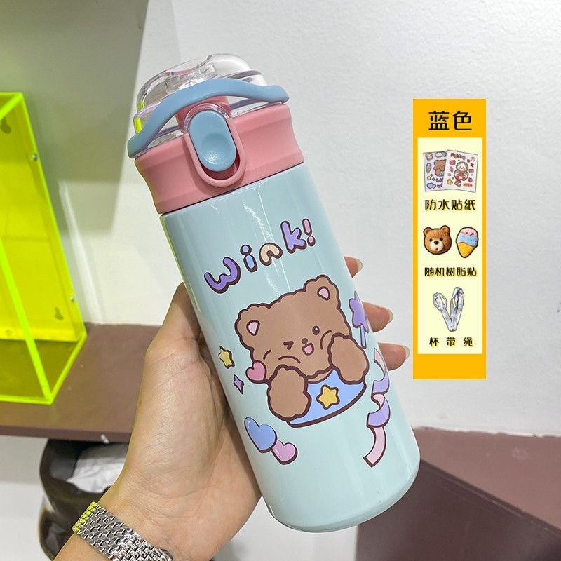 Bình giữ nhiệt cao cấp dung tích 500ml có ống hút,hoạ tiết siêu cute