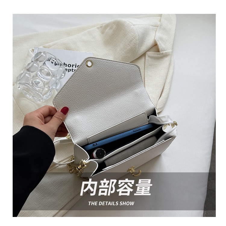 Túi Đeo JASMIN NOIR Chéo Da PU Nắp Gập Phối Dây Xích Thời Trang Dành Cho Nữ