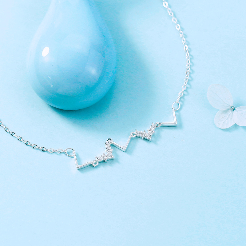 Mới Theo Phong Cách Hàn Quốc Đơn Giản Nhỏ Tươi Kim Cương Bộ Vòng Tay Bạc Lễ Tình Nhân Tặng