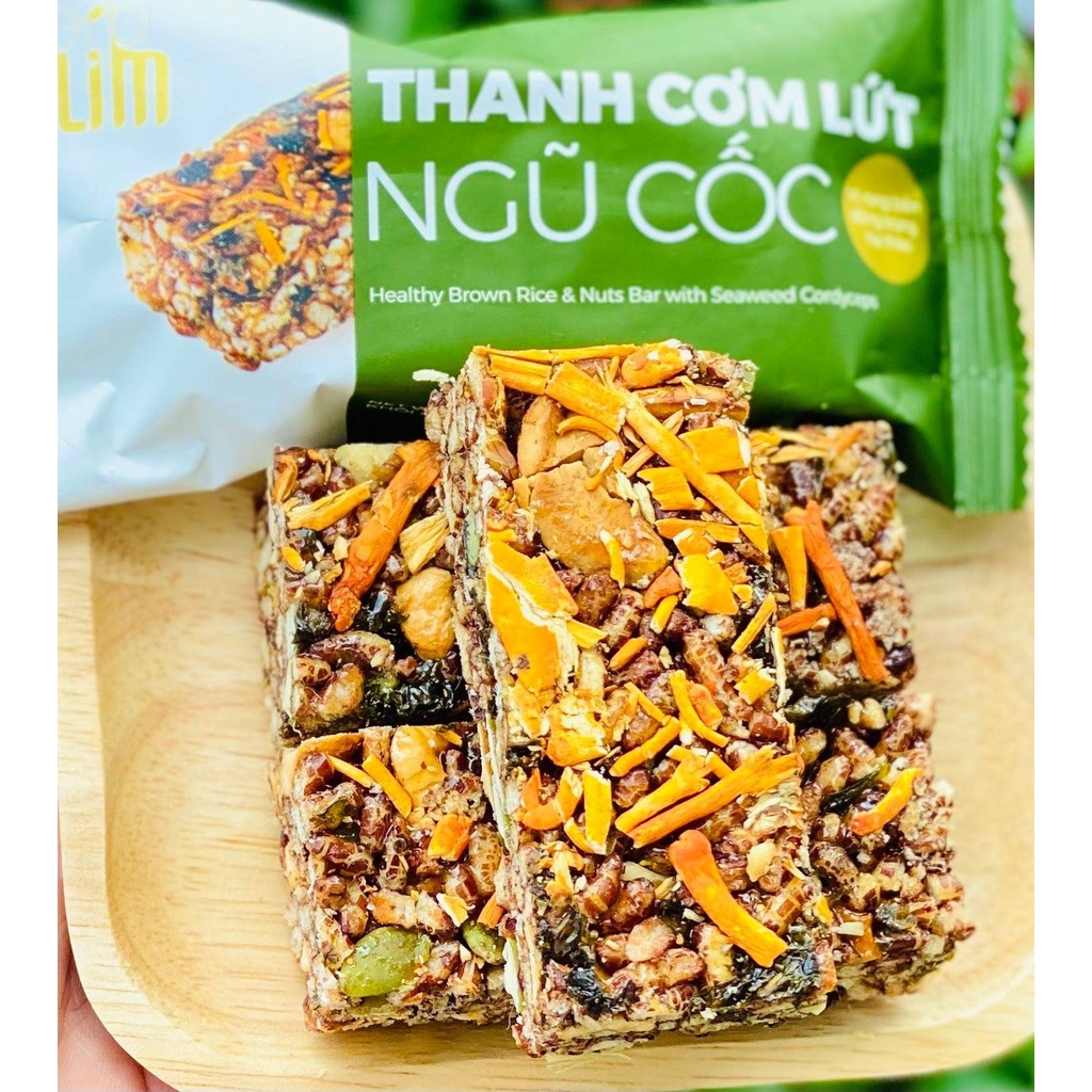 [Hộp 20 thanh thượng hạng] Thanh cơm lứt ngũ cốc Trấn Thành Herbslim Đông Trùng Hạ Thảo 2 vị chà bông, rong biển