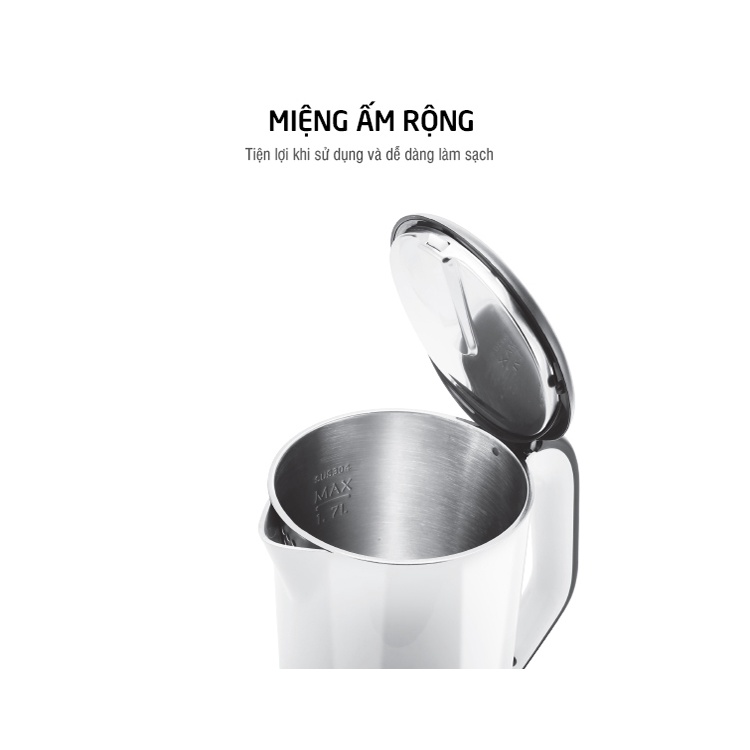 Bình Ấm Đun Siêu Tốc 2 lớp Lock&Lock EJK738WHT  - Hàng chính hãng