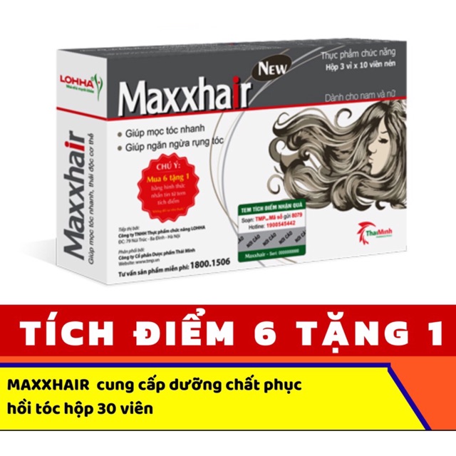 Maxxhair cung cấp dưỡng chất phục hồi tóc hộp 30 viên