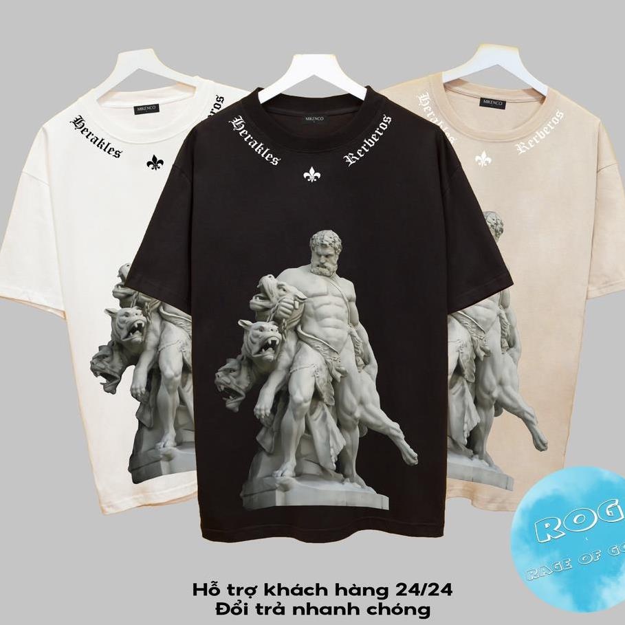 Áo thun tay lỡ MIKENCO Thần zeus Streetwears SG , Áo thun unisex nam nữ from rộng oversize chất liệu cotton