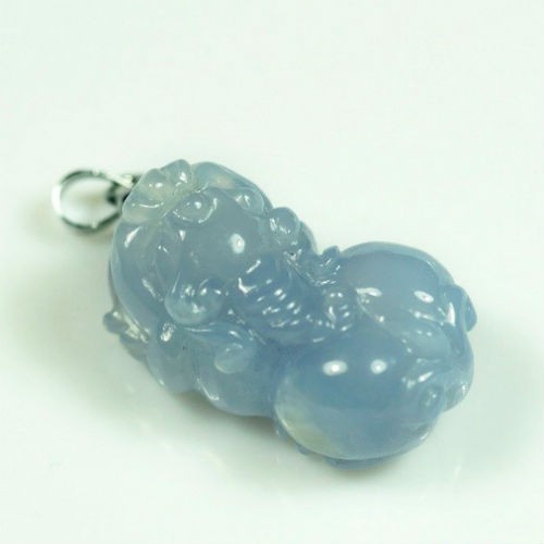 Cụ Tỳ Hưu đá Aquamarine xanh dương thiên nhiên Tặng kèm túi đựng TH180 - Hợp mệnh Thủy, Mộc