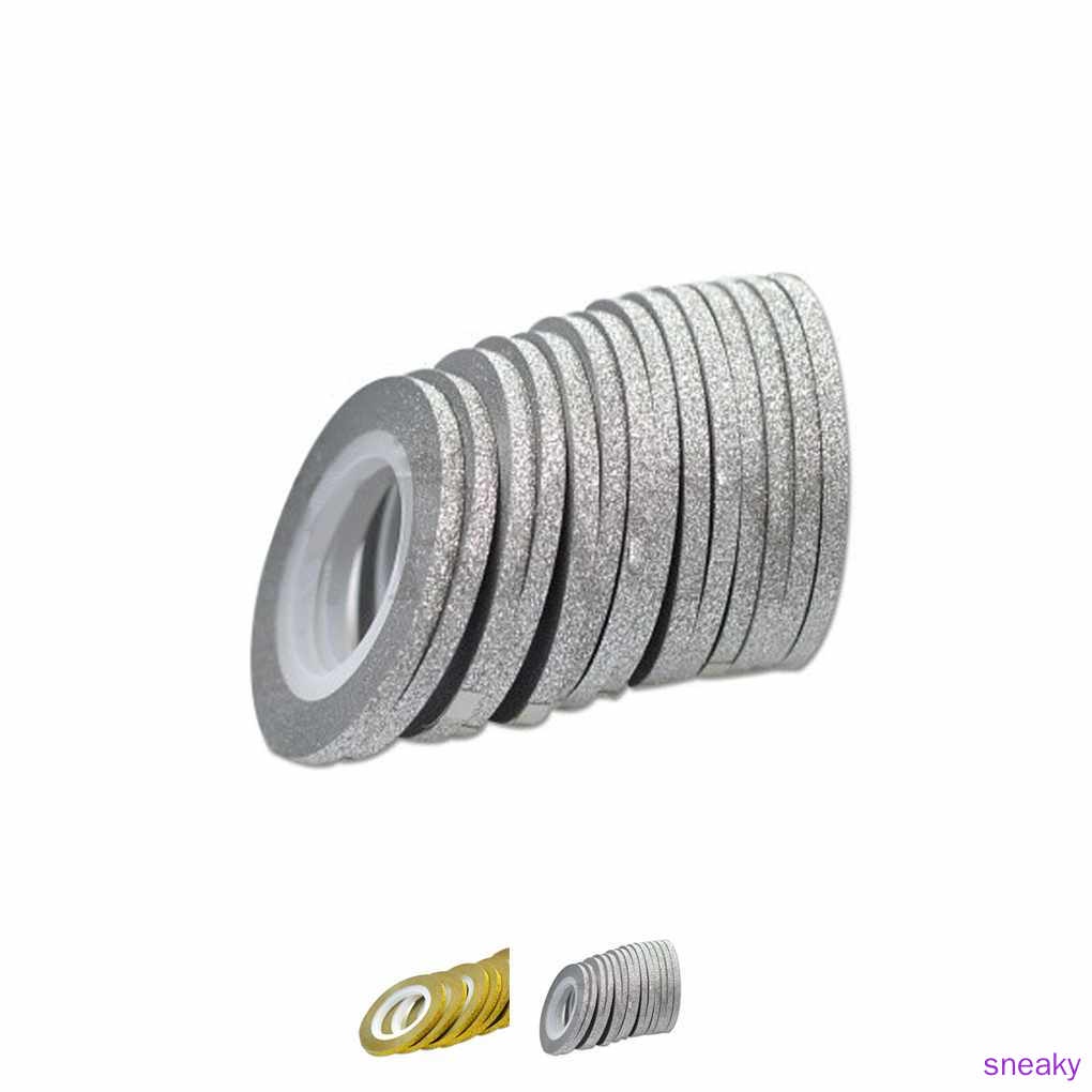 [Hàng mới về] Cuộn dây ruy băng kim tuyến màu vàng / bạc trang trí móng nghệ thuật