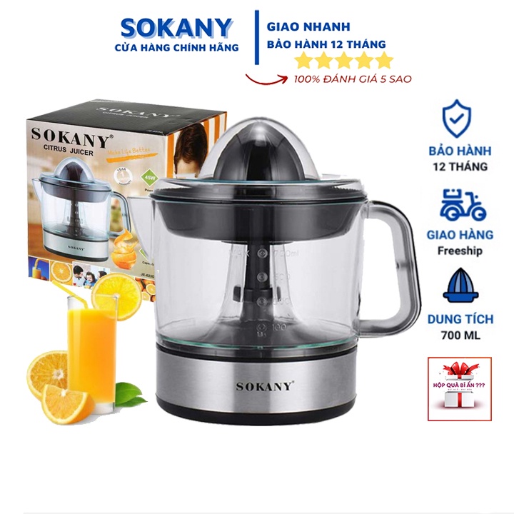 Máy ép cam tự động, máy vắt cam SOKANY JE-623D 700Ml chính hãng [BH 12 Tháng]