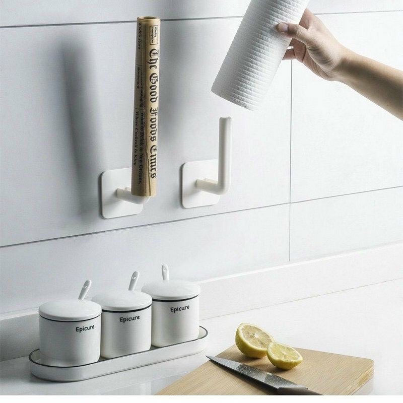 Móc Dán Tường Chữ L Đa Năng Dài 12cm Dùng Treo Cuộn Giấy, Tay Nắm Cửa, Giá Đỡ Nắp Nồi, Gác Thớt Thông Minh