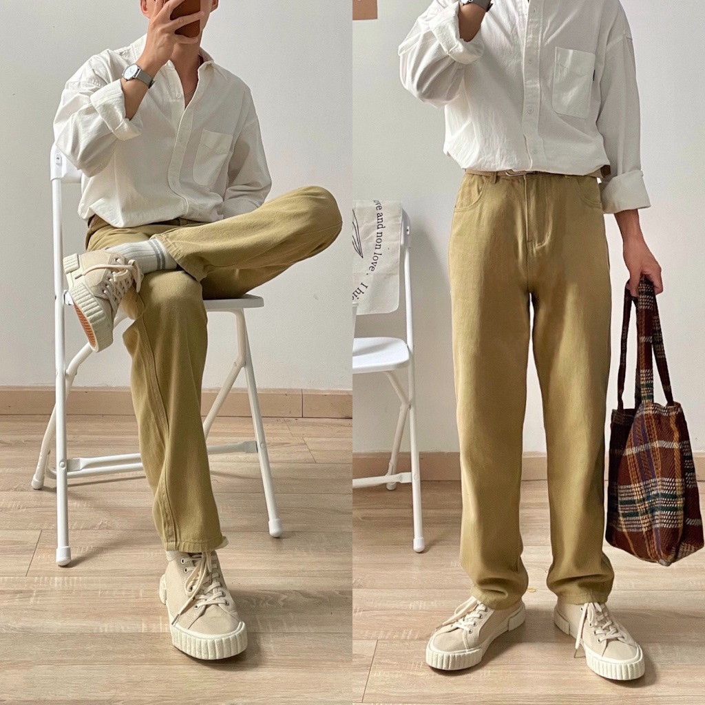 NOOBITA - Quần baggy nam ống suông vải denim 7701