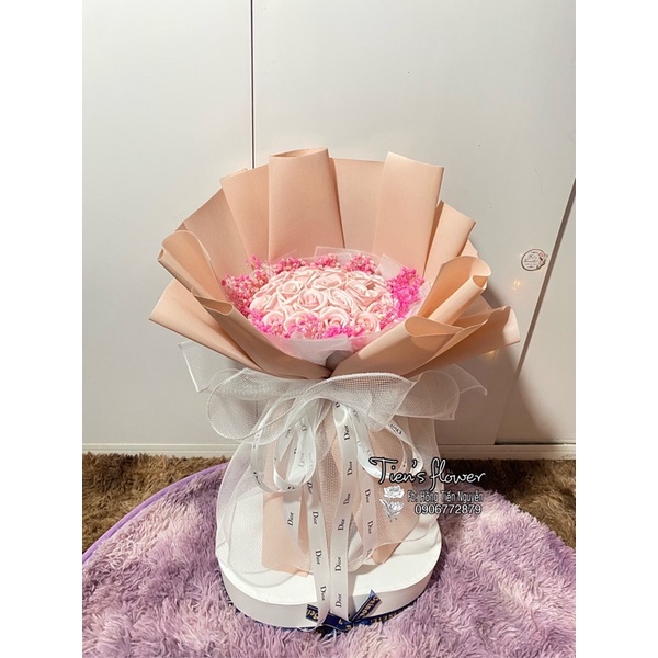 Bó hoa sáp 20 bông mix hoa baby khô nhập khẩu, quà tặng sinh nhật, valentine 14/2 , 8/3, 20/10,20/11