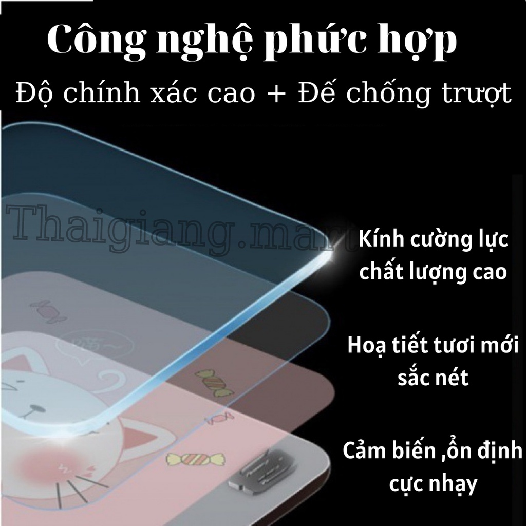 Cân điện tử sức khoẻ/ Cân điện tử gia đình thông minh kính cường lực có dây sạc (tặng kèm dây do 3 vòng)