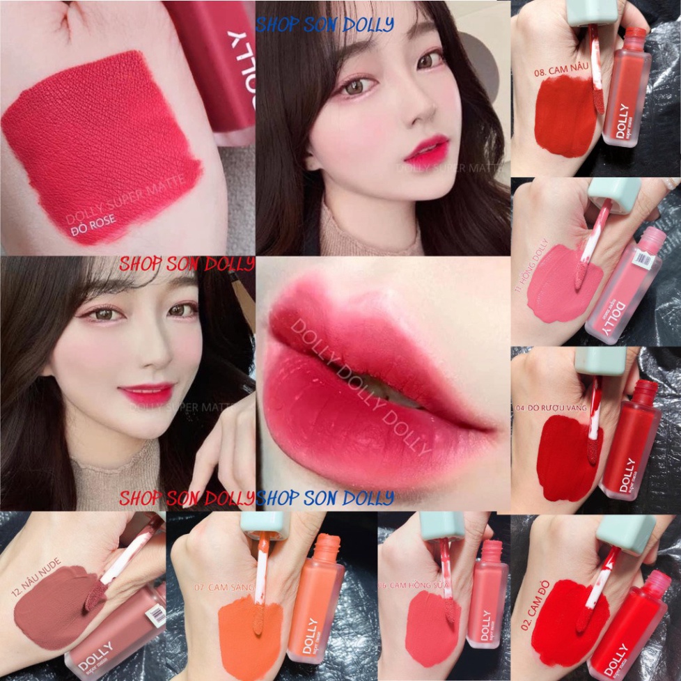 SET 6 CÂY- MÀU TÙY CHỌN- son kem lì Dolly Super matte, không chì bền màu lâu trôi