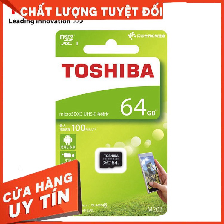 [Giá KM]  Thẻ nhớ 64GB Toshiba MicroSDHC Class 10 UHS-I 100MB/s hàng FPT - hàng chất lượng, giá tốt nhất TQ