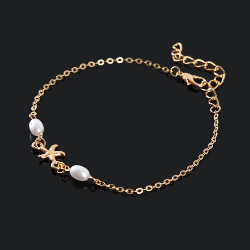 Lắc chân phong cách Boho trang trí sao biển và hạt ngọc trai trẻ trung cho nữ | BigBuy360 - bigbuy360.vn