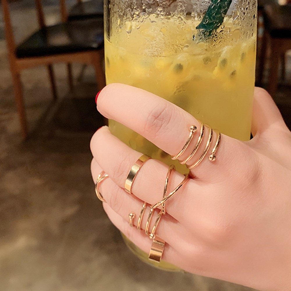 6Pcs/Set Retro Various Style Vintage Knuckle Finger Ring Value for Women Jewelry