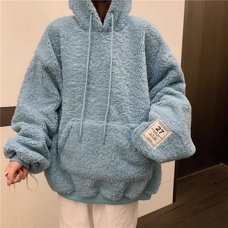 ÁO HOODIE LÔNG CỪU NAM NỮ UNISEX -ÁO LÔNG SIÊU ẤM PHONG CÁCH HÀN QUỐC ULZZANG QTVN | BigBuy360 - bigbuy360.vn