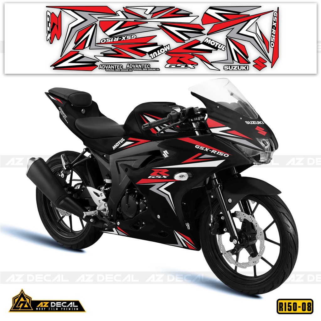 Tem Xe Suzuki GSX R150 Nhiều Lựa Chọn Màu - Phong Cách Mũi Tên | GSX R150-08 | Decal PVC Chống Nước, Dễ Dán