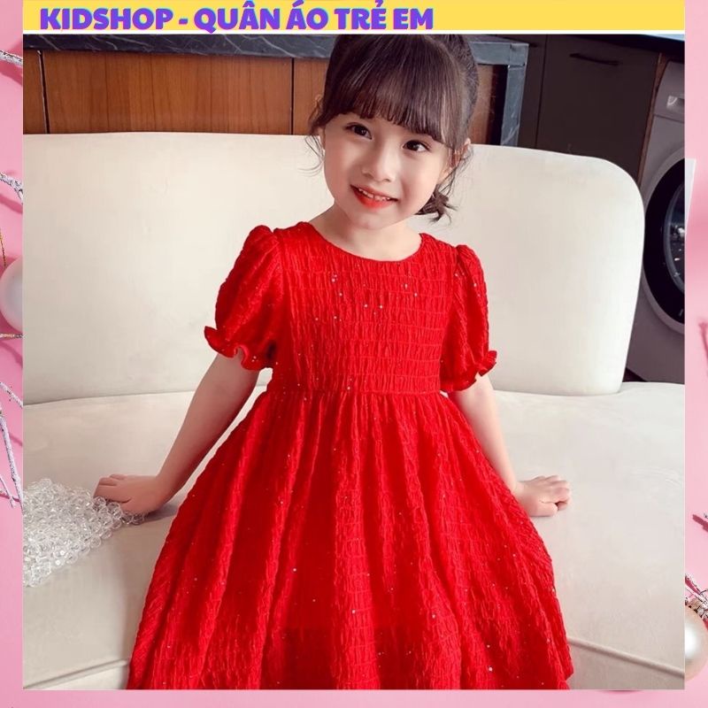 Đầm công chúa bé gái tym bèo hở lưng 8kg đến 22kg-Đầm bé gái thiết kế nơ sau lưng chất liệu đũi xốp mềm,mát,nhẹ và thoág
