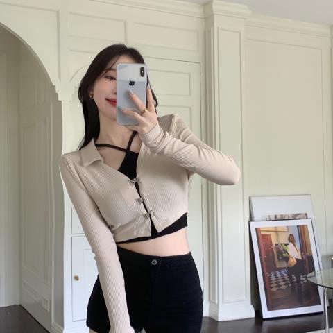 Set đồ COZOKC gồm áo dây và áo khoác cardigan dài tay xinh xắn dành cho nữ