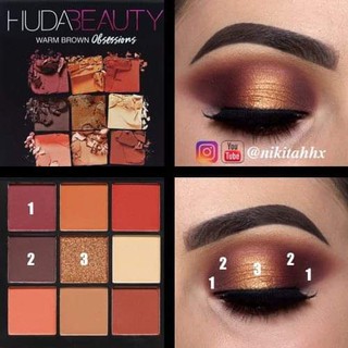 Bảng Màu Mắt Huda Beauty warm Brown Obsessions Eyeshadow Palettes 9 ô nội địa Mỹ