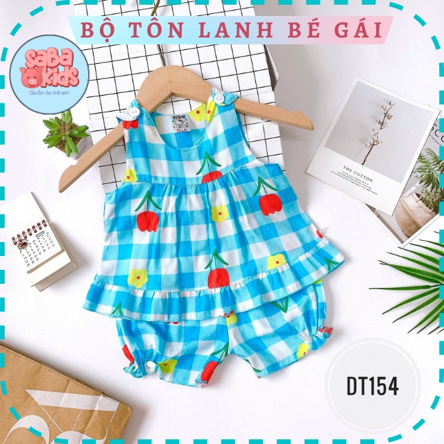 Bộ Bé Gái Mặc Nhà Tay Dài Tôn Tole Lanh SABAKIDS Ít Nhăn Siêu Xinh Từ 4-14 Ký
