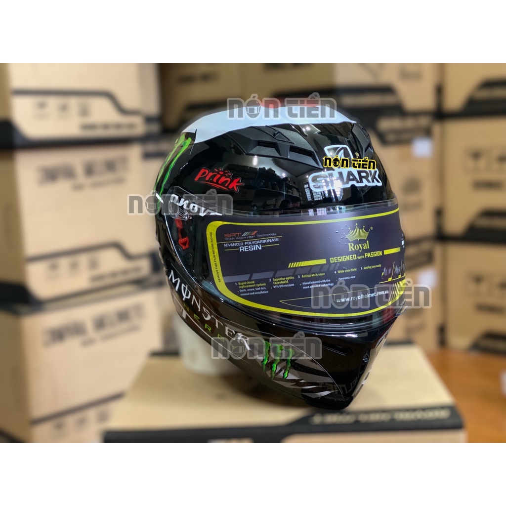 Mũ Full Face 2 Kính Royal M266 bản tem MONSTER 99 cực đẹp, MUA 1 mũ  TẶNG 1 quà , Bảo hành 12 tháng