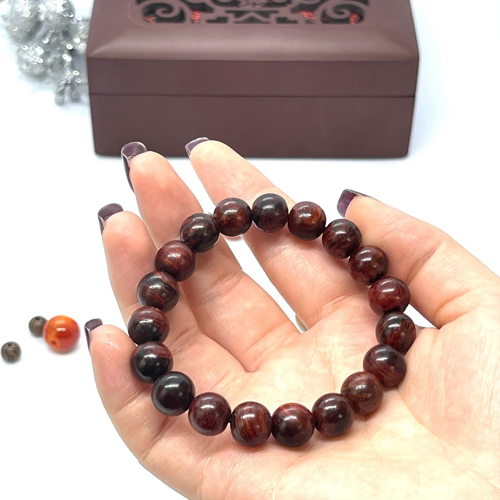 Vòng tay gỗ trắc đỏ 10 ly 💖FREE SHIP💖 SHOP MỘC NHỊ KHÊ  - chuyên các sản phẩm vòng gỗ phong thuỷ | BigBuy360 - bigbuy360.vn