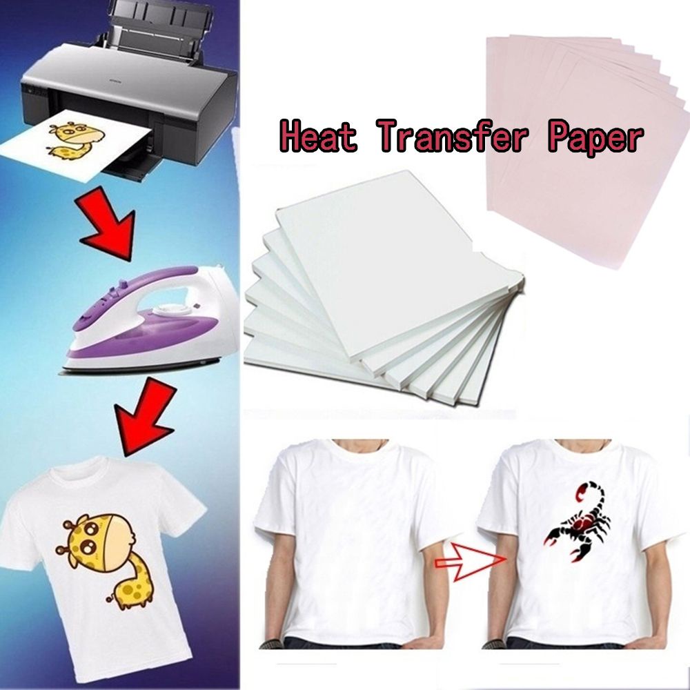 Bộ 10 tấm giấy in chuyển nhiệt kích thước khổ A4 chuyên dụng để may quần áo bằng vải và vật dụng thủ công