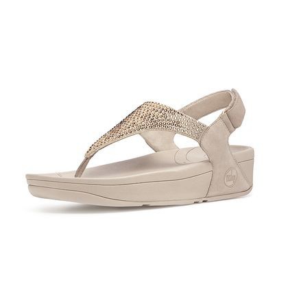 Fitflop Giày Sandal Đế Xuồng Đính Đá Thời Trang