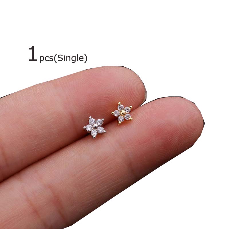 Khuyên Tai Hình Hoa Đính Đá Zircon Nhân Tạo Xinh Xắn Dài 6cm