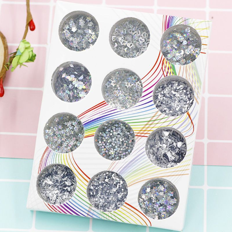 RUNღღ12 Bottles/Set Shiny Sequin Glittering DIY Filling Materials Filler Epoxy Resin Crafts Jewelry