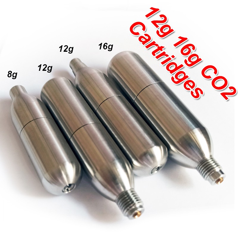 Hộp mực săn bắn súng CO2 có thể nạp lại bằng thép không gỉ chất lượng cao Airsoft 12g 16g có ren / r