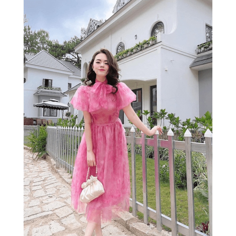 ĐẦM VOAN NƠ CỔ TAY BỒNG CÔNG CHÚA NHẸ NHÀNG THANH KHIẾT THỜI TRANG HHP 2022