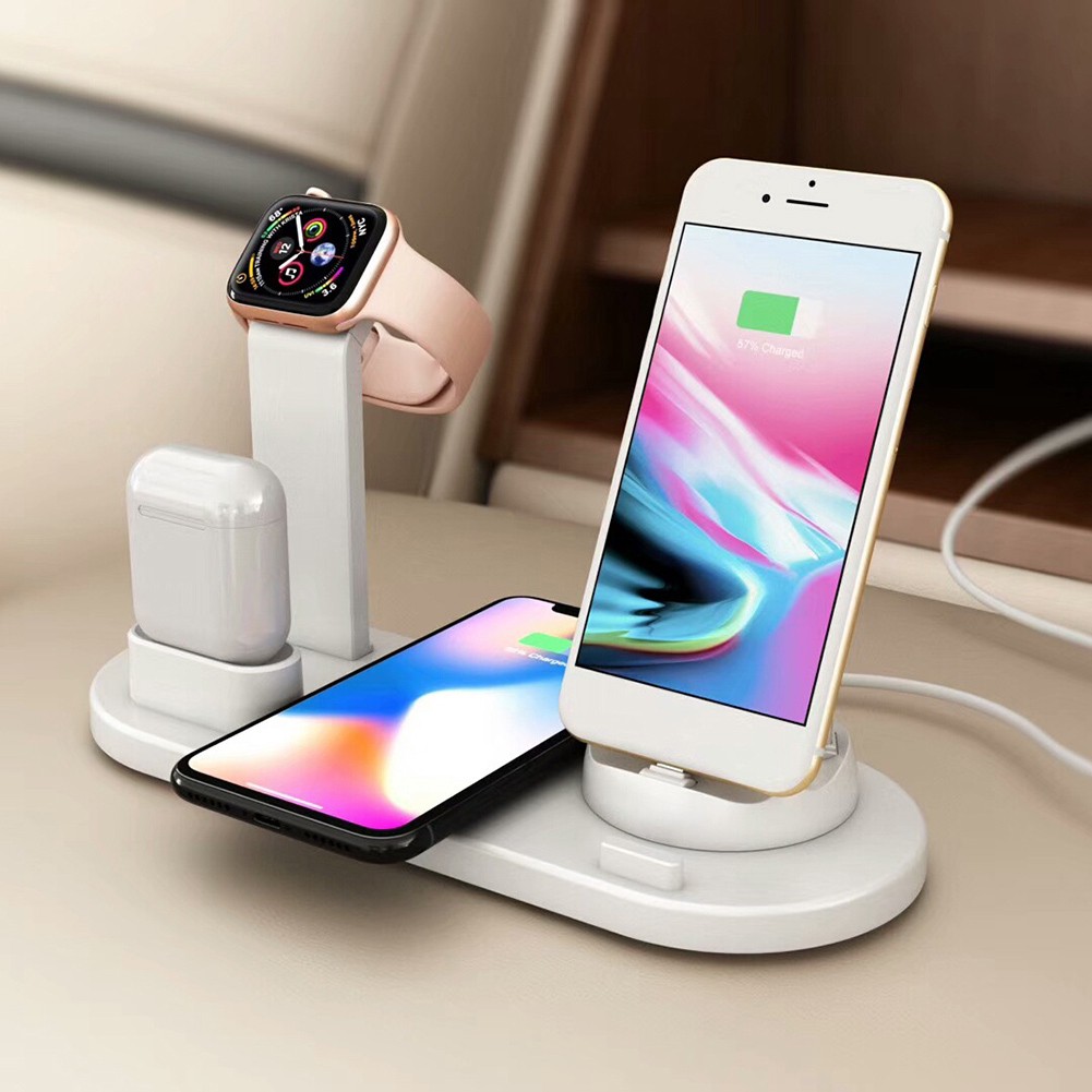 Đế sạc nhanh không dây/ có dây 10w 3 trong 1 thích hợp cho điện thoại Iphone và đồng hồ Iwatch
