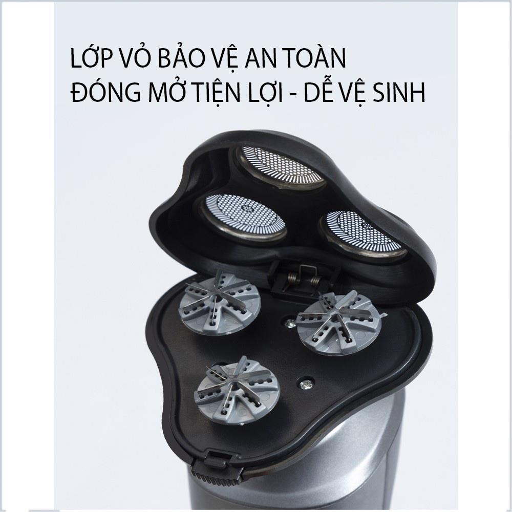Máy Cạo Râu Đa Năng 9D Shaver 3 Lưỡi Dao Xoay 360 Độ, Chống Thấm Nước, Sử Dụng Liên Tục 60 Phút, Bh 1 Tháng