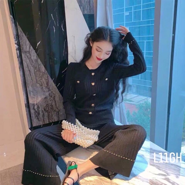 Áo len tay lưới 2 túi